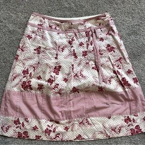 Ann Taylor Loft Skirt Womens Size 0 Lightweight White Red Floral Print A-Line